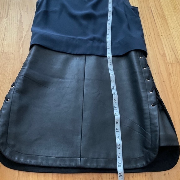 Tibi Leather Two Tone Open Neck Midi Dress Size 6 - Picture 11 of 16